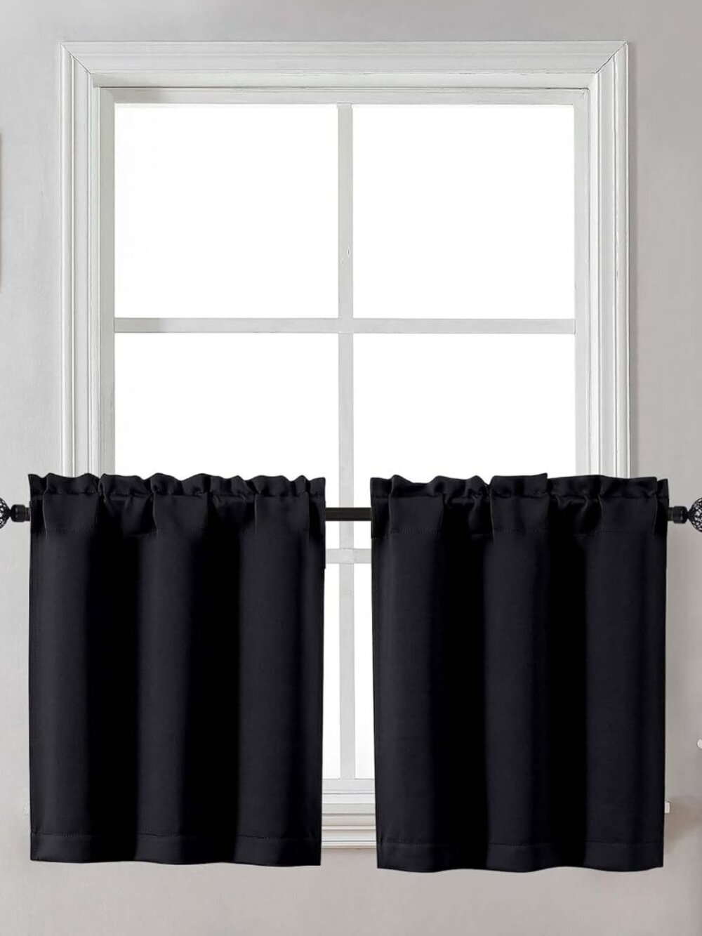 24 Inch Long Tier Curtains for Small Window, Short Blackout Kitchen Curtains Ove
